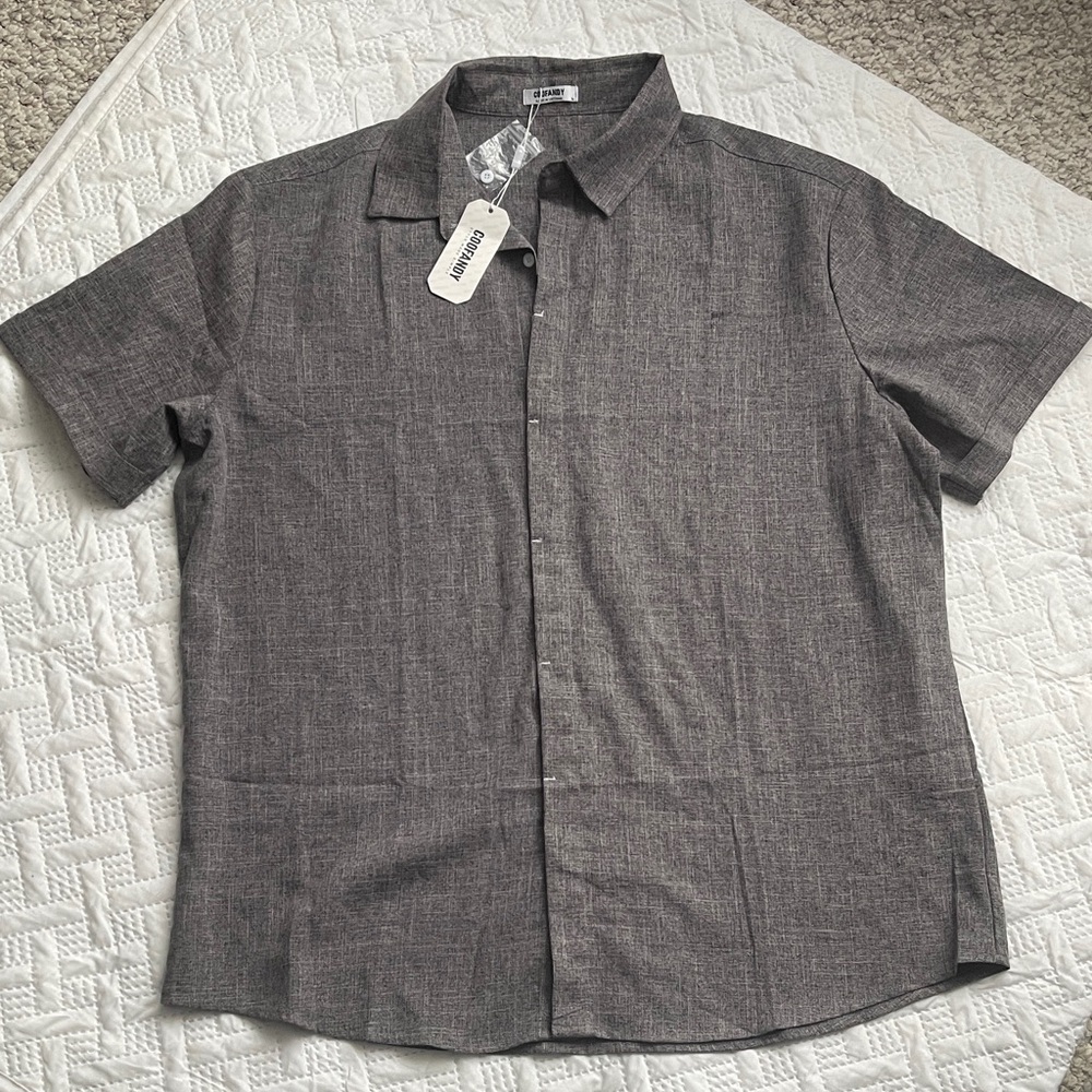 Coofandy Men's Short-Sleeve Button-Down Shirt by in Heather Gray